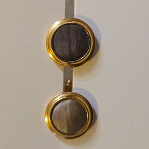 Vintage Mid-century Krementz Goldtone & Shell Cuff Links